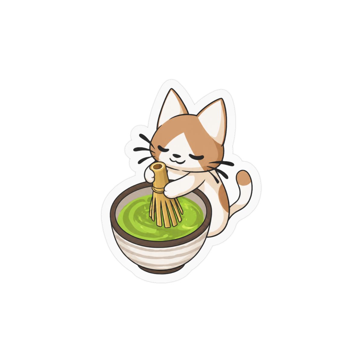 Matcha Cat Sticker | Cute Vinyl Decal for Lattes & Felines