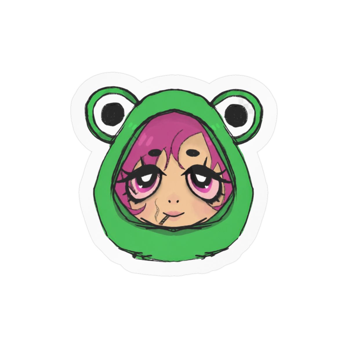 Cute Frog Girl Sticker | Adorable Vinyl Decal - Official Stickers merchandise