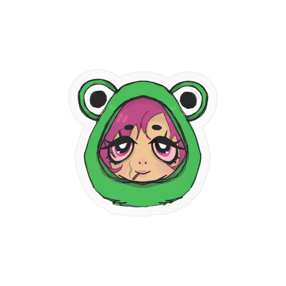 Cute Frog Girl Sticker | Adorable Vinyl Decal
