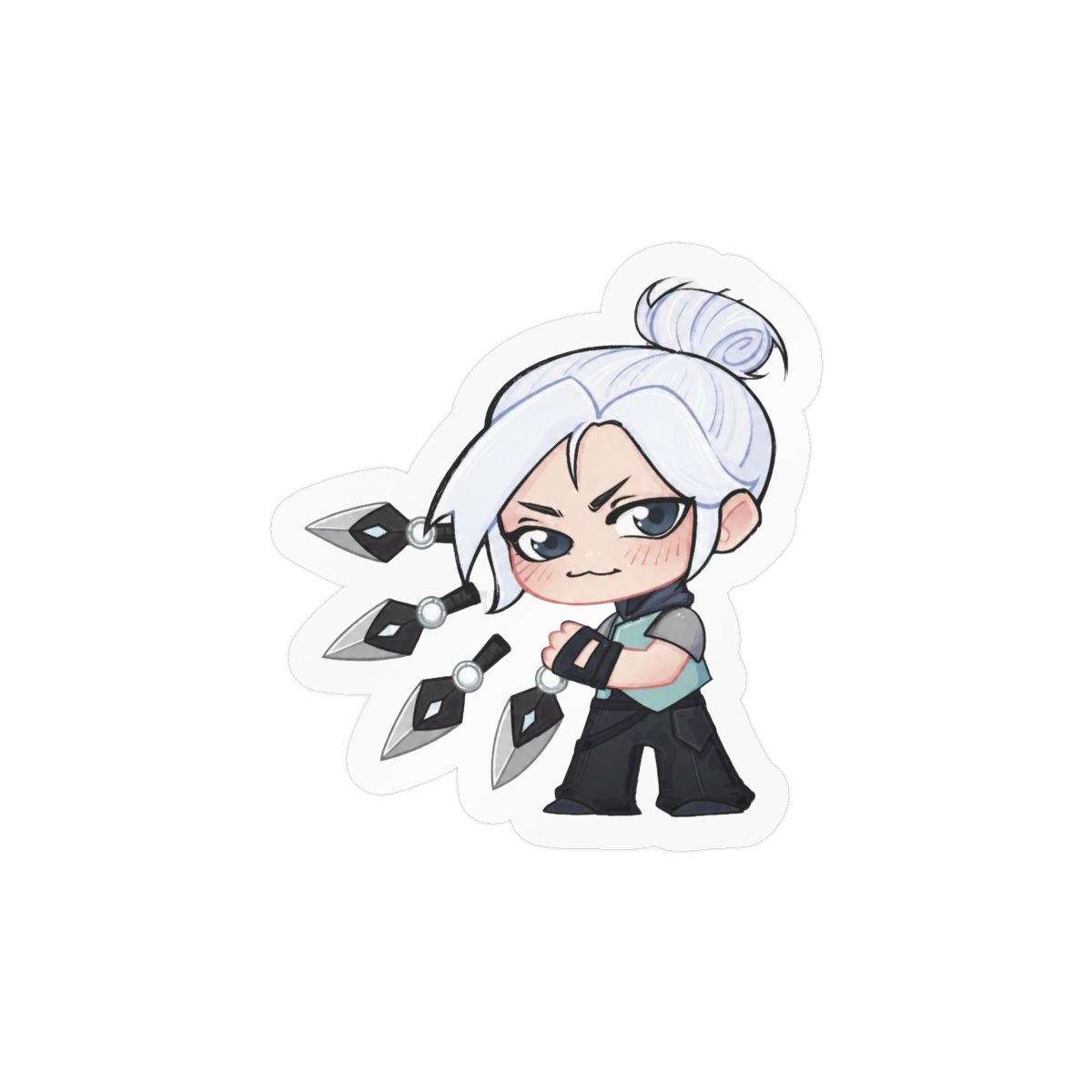 Chibi Jett Valorant Sticker | Cute Gaming Vinyl Decal - alternate angle 2, merchandise