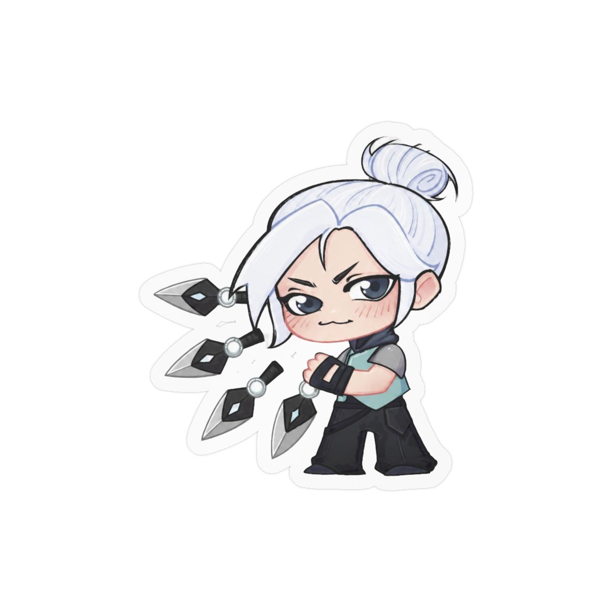 Chibi Jett Valorant Sticker | Cute Gaming Vinyl Decal